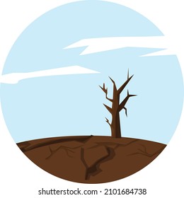 illustration of drought in a place with dry trees and cracked soil lack of water and hot weather