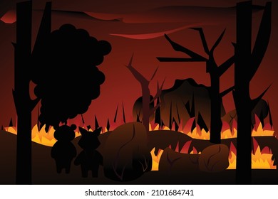 illustration of drought in a place with dry trees and cracked soil lack of water and hot weather