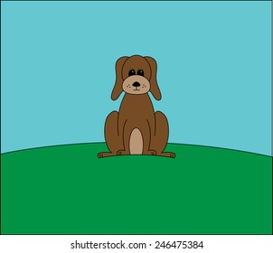 illustration of a drown dog on a hill 