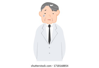 Illustration of a drowning man in a white coat