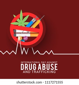 Illustration Of Drug Abusing Concept Poster Template Design,International Day Against Drug Abuse.