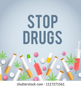 Illustration Of Drug Abusing Concept Poster Template Design,International Day Against Drug Abuse.