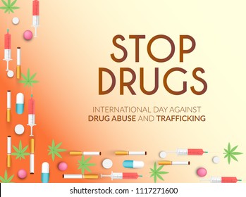 Illustration Of Drug Abusing Concept Poster Template Design,International Day Against Drug Abuse.