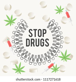 Illustration Of Drug Abusing Concept Poster Template Design,International Day Against Drug Abuse.