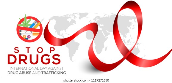 Illustration Of Drug Abusing Concept Poster Template Design,International Day Against Drug Abuse.