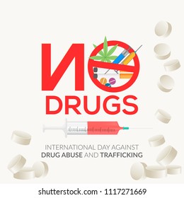 Illustration Of Drug Abusing Concept Poster Template Design,International Day Against Drug Abuse.