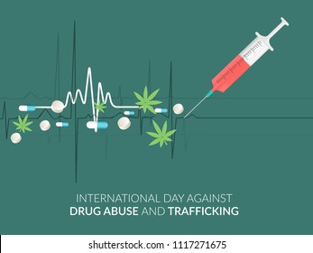 Illustration Of Drug Abusing Concept Poster Template Design,International Day Against Drug Abuse.
