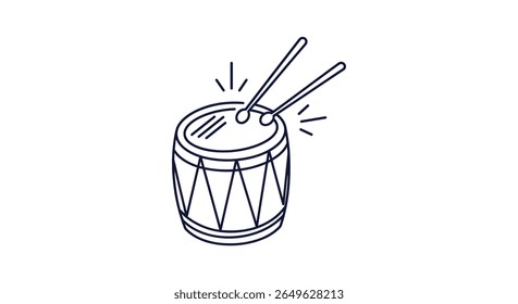 Ilustração de um tambor sendo tocado com baquetas fazendo uma batida rítmica