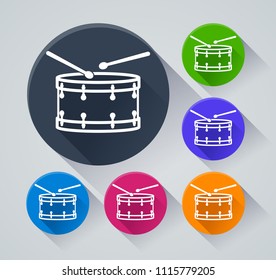 Illustration of drum circle icons with shadow