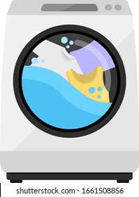 Illustration of drum type washing machine.