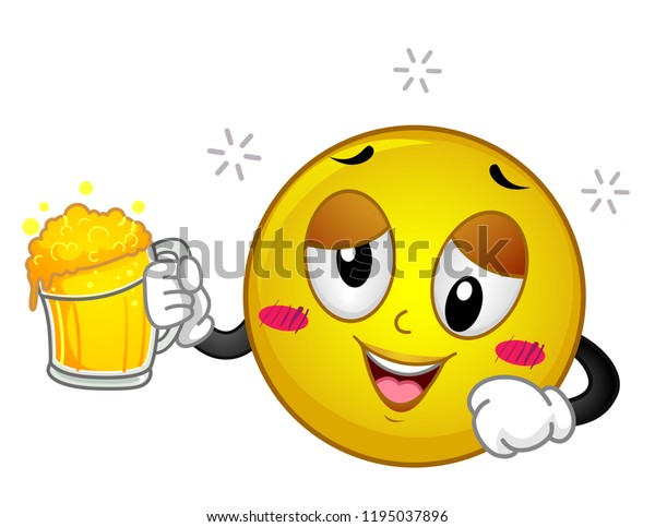 Illustration Drunk Smiley Holding Mug Beer Stock Vector (Royalty Free ...