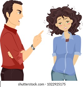 Illustration of a Drunk Teen Girl with Her Dad Scolding Her