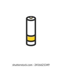 Illustration of a dry battery. AA battery. AAA batteries.