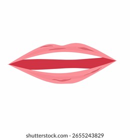 Illustration von trockenen, zerrissenen Lippen. Flaches Design Illustration von Lippen. Illustration des Abziehens der Lippenhaut. Illustration von wunden Lippen
