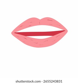 Illustration von trockenen, zerrissenen Lippen. Flaches Design Illustration von Lippen. Illustration des Abziehens der Lippenhaut. Illustration von wunden Lippen
