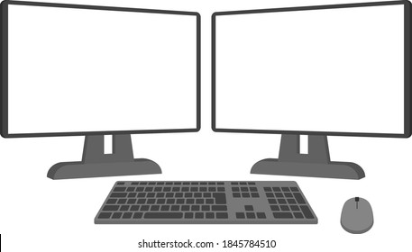 Illustration of dual display of desktop computer