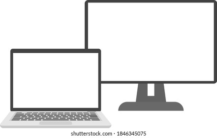 Illustration Of Dual Display Of Laptop And Monitor