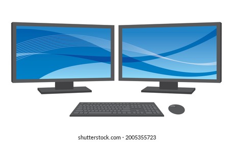 Illustration of dual monitors with two large screen displays - Powered by Shutterstock - Get 15% off with code: PIKWIZARD15