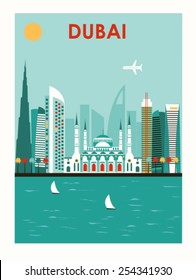 Illustration of Dubai city. Vector