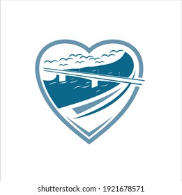 illustration of  dubica bridge and heart, vector art.