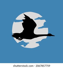 an illustration of a duck or bird in flight in a silhouette