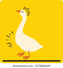 ilustración de un pato Cartoon pato divertido ondeando mano aislada en fondo amarillo