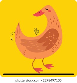 illustration of a duck Cartoon funny duck waving hand isolated on yellow background