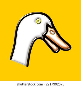 Illustration of a duck on a yellow background. Vector image.
