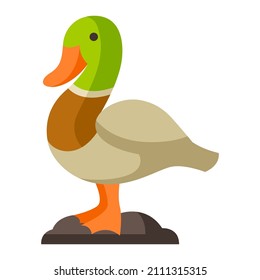 Illustration of duck sculpture. Garden decor and equipment.