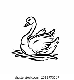 illustration of a duck swimming in the water. vector illustration of duck.