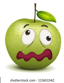 illustration of a dull apple smiley on a white