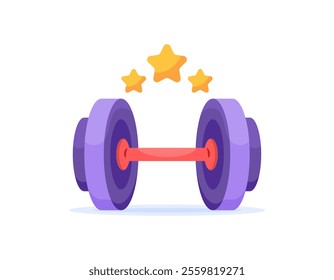 illustration of a dumbbell and stars. gym or fitness concept. sports equipment. flat style design. elements