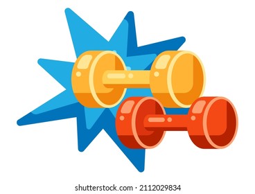 Illustration of dumbbells fitness equipment. Sport and bodybuilding items.