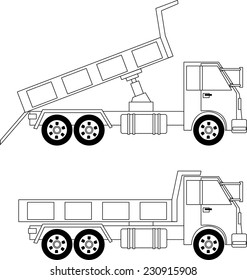 Illustration of dump truck isolated on white background