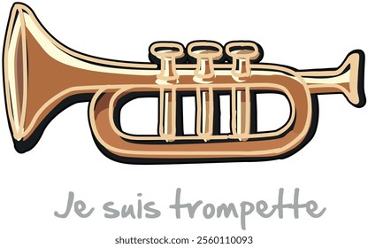 Illustration d'une trompette avec une phrase 'Je suis trompette" 