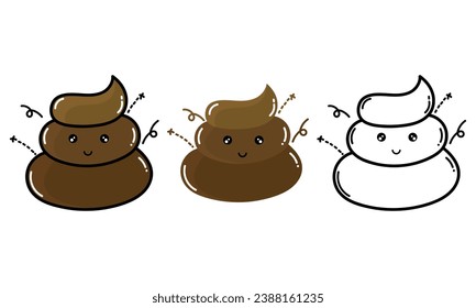 illustration of dung with three types of designs on a white background