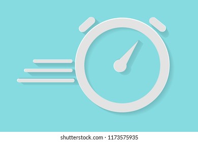 Illustration for Duration or Deadline / Dateline or Fast Processing, Icon of Stop Watch, paper cut style