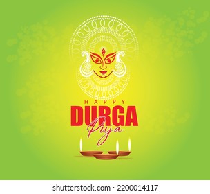 illustration of durga puja. happy navratri. beautiful design of Goddess Durga, golden jewellery