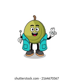 Illustration of durian fruit mascot as a dentist , character design