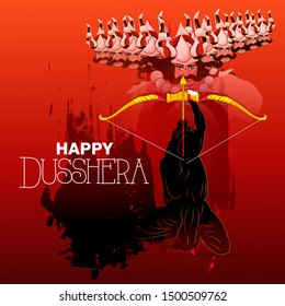 Illustration of dussehra banner or poster of dussehra with ten headed Ravana