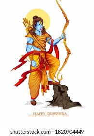 illustration of Dussehra lord Rama standing position with background