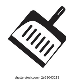Illustration of a dustpan with a handle and multiple cleaning lines inside