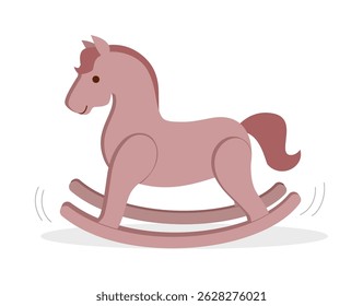 Illustration of a dusty pink rocking horse toy with a white background in cartoon style