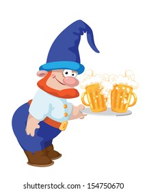 illustration of a dwarf and a tray with a beer