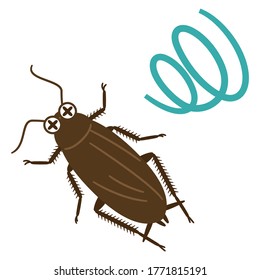 Illustration of a dying cockroach