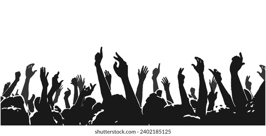 Illustration of dynamic, cheering crowd at concert, event