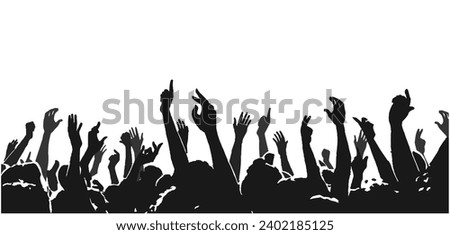 Illustration of dynamic, cheering crowd at concert, event