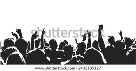 Illustration of dynamic, cheering crowd at concert, event