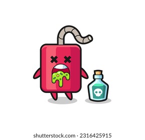 illustration of an dynamite character vomiting due to poisoning , cute style design for t shirt, sticker, logo element