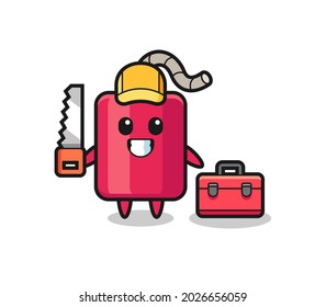 Illustration of dynamite character as a woodworker , cute style design for t shirt, sticker, logo element